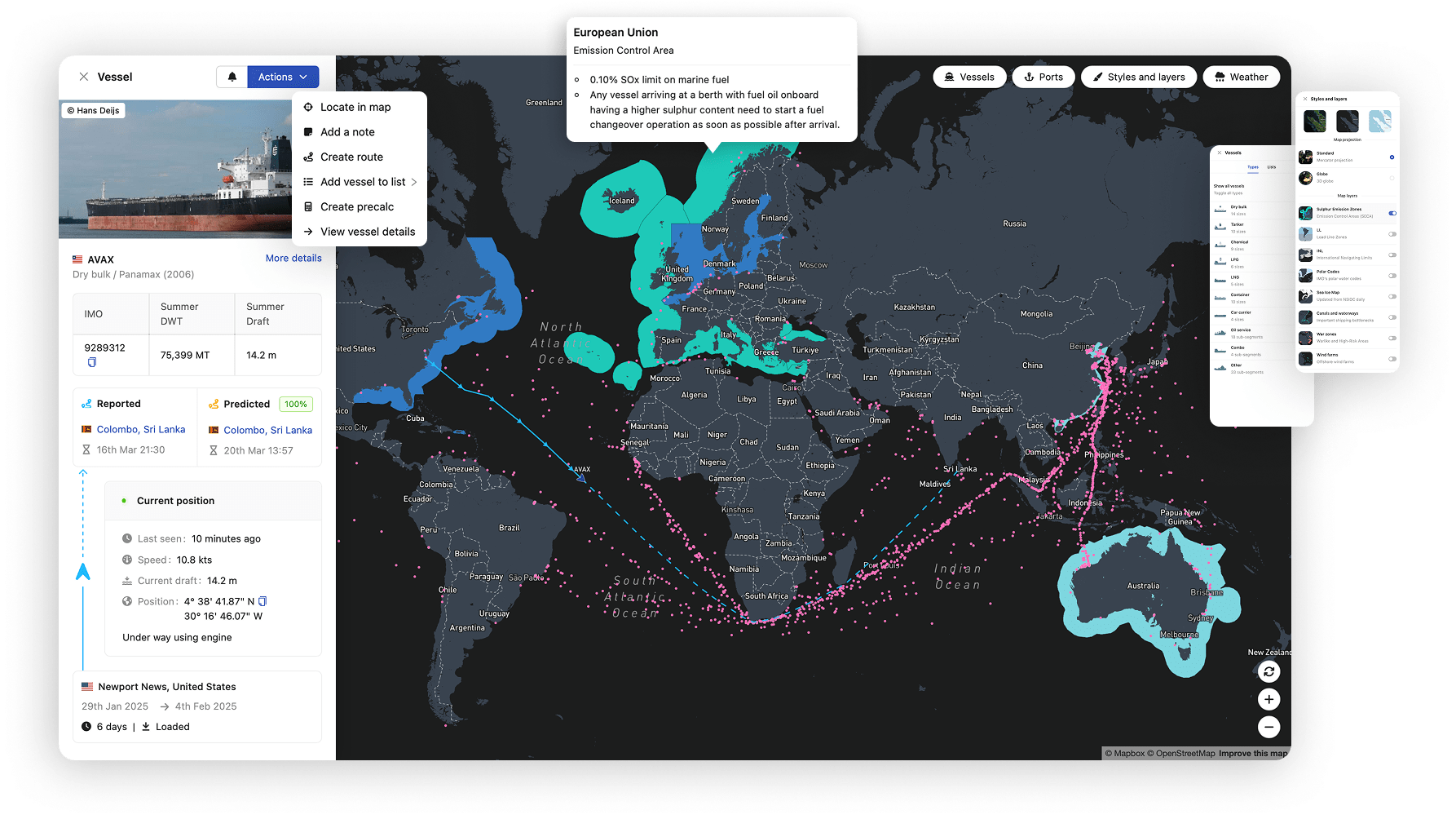 A PC and a smartphone displaying the Live AIS feature, from the Essential Toolkit in ShipIntel, showing real-time maritime traffic information and vessel movement on both screens.